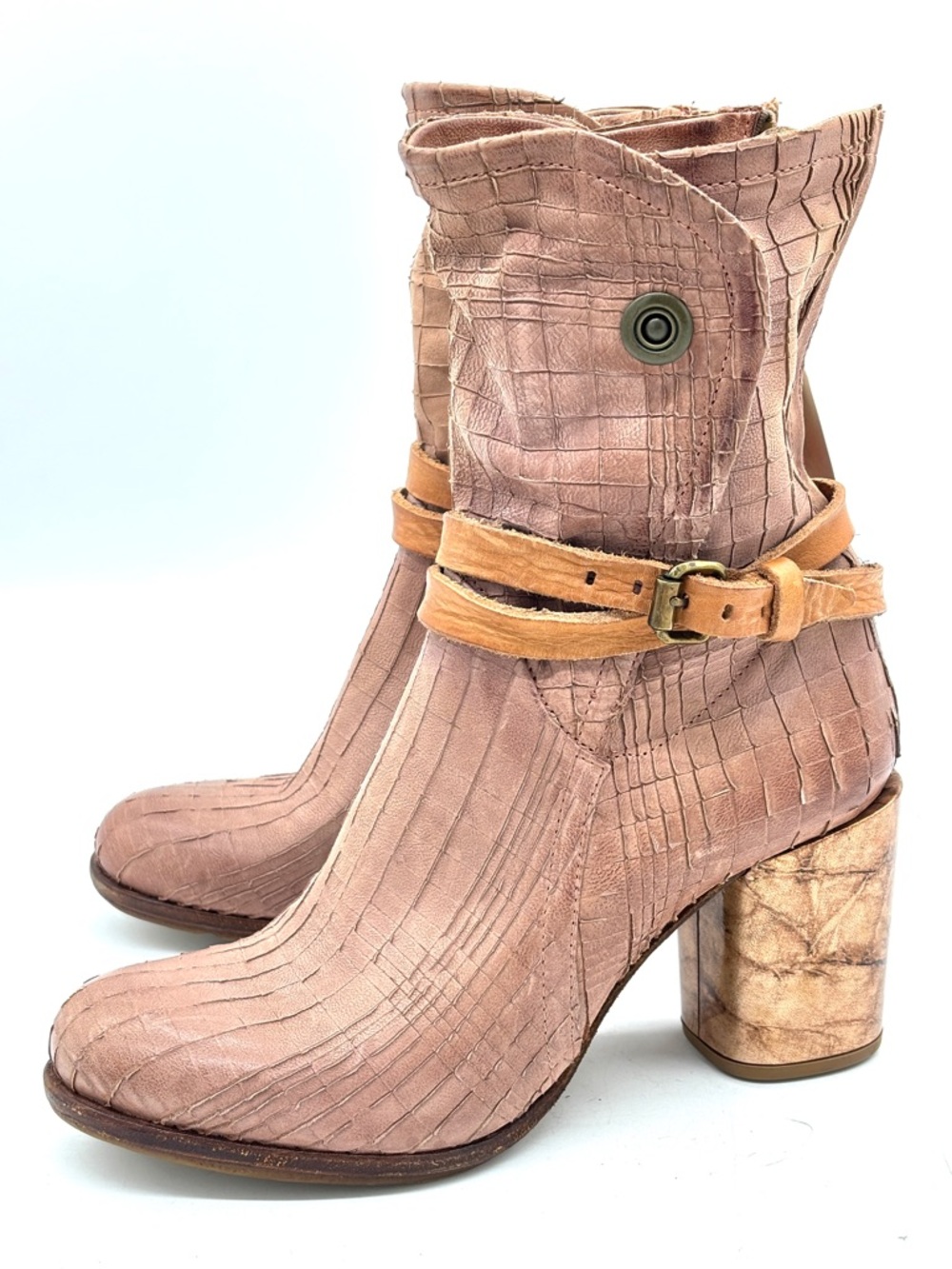 A.S.98 Light Brown Leather Ankle Boots - Picture 2 of 7